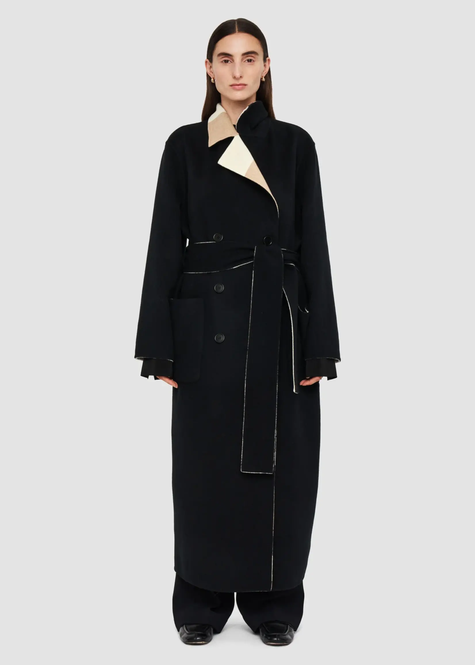 JOSEPH Merton Reversible Check Wool Coat | Blusher Combo