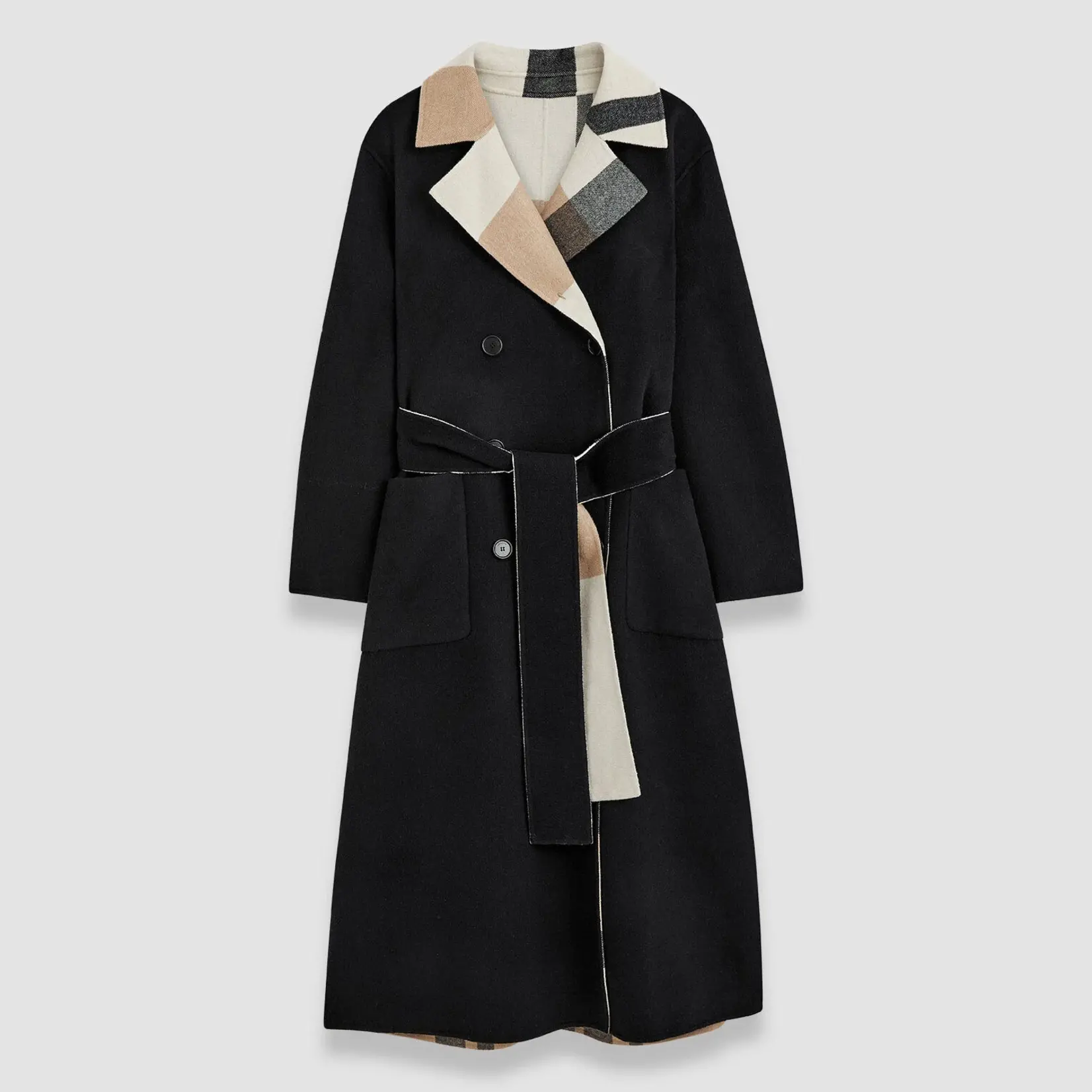 JOSEPH Merton Reversible Check Wool Coat | Blusher Combo