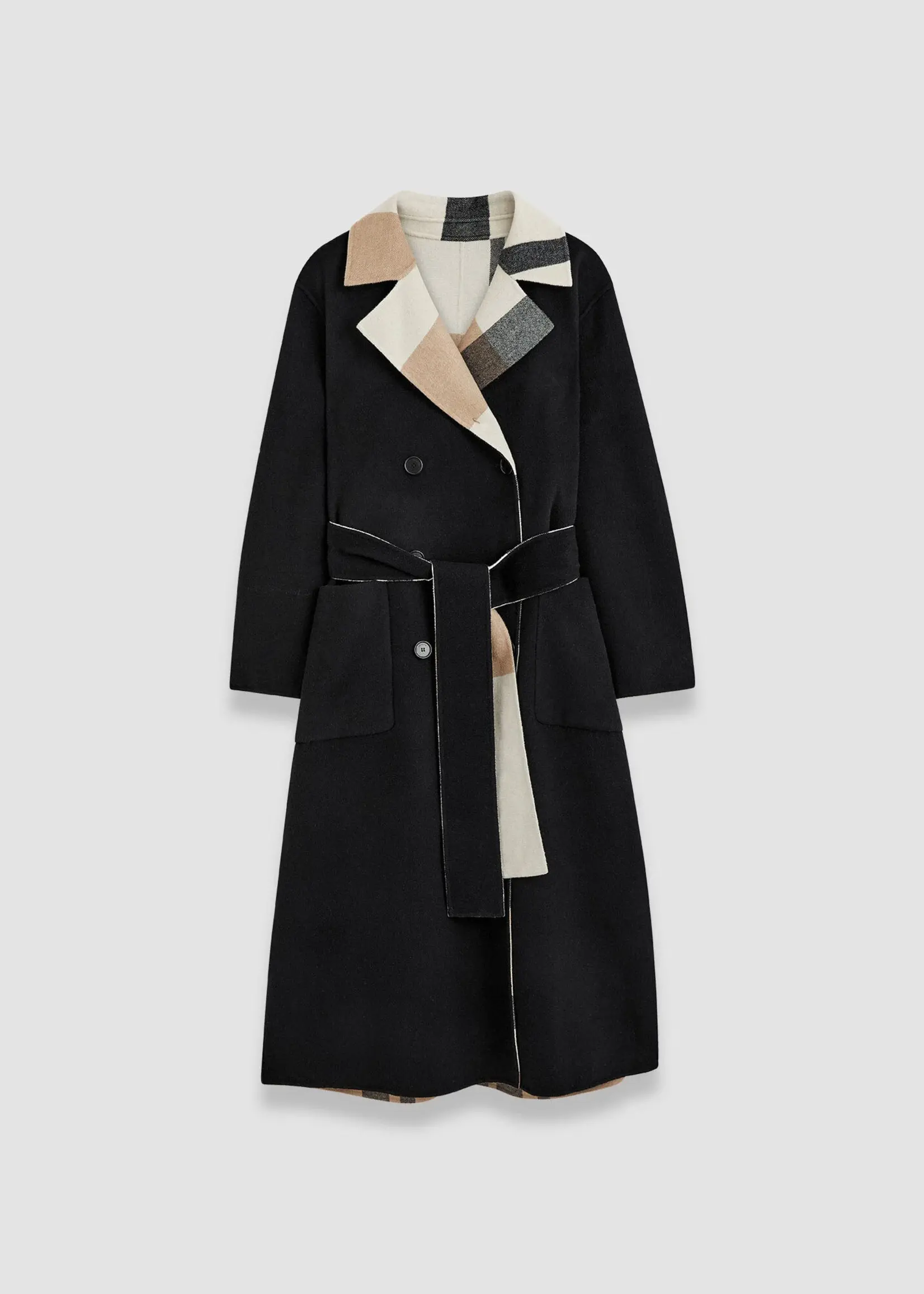 JOSEPH Merton Reversible Check Wool Coat | Blusher Combo