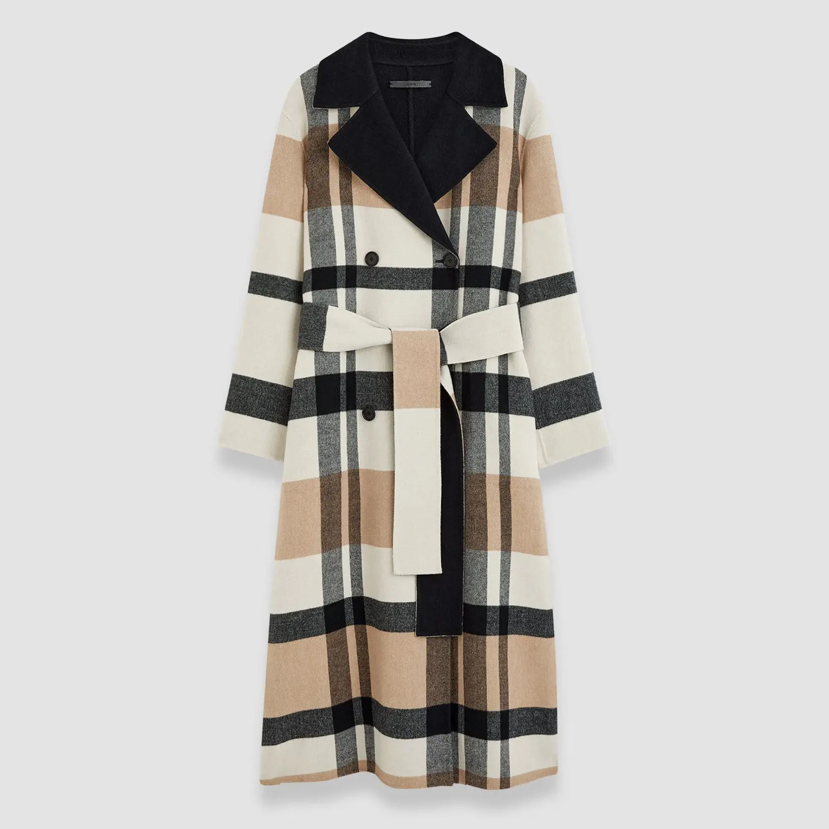 JOSEPH Merton Reversible Check Wool Coat | Blusher Combo