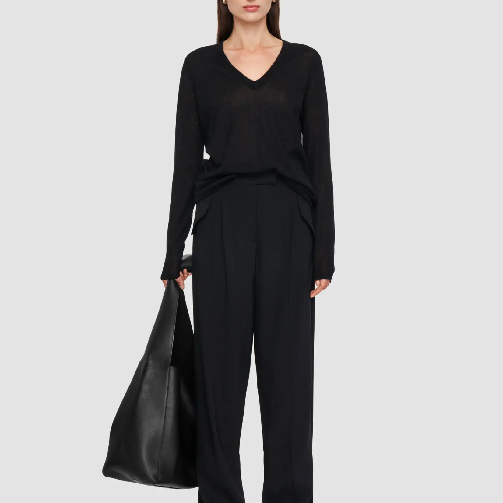 JOSEPH Alexis Fluid Twill Wool Trousers | Black