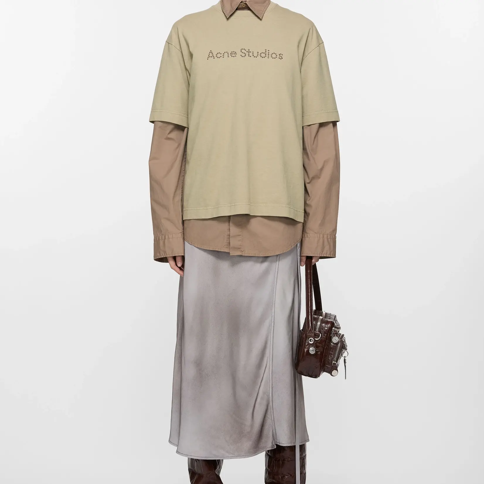 ACNE STUDIOS Satin Wrap Skirt | Multi Grey