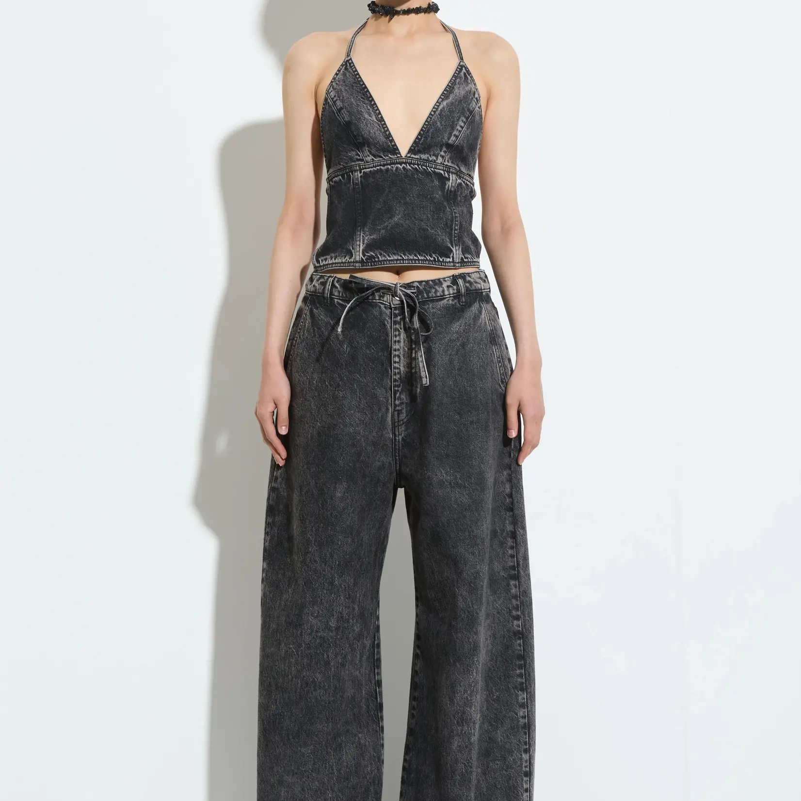 CHRISTIAN WIJNANTS Christian Wijnants Piro Barrel Leg Jeans | Black Bleach Denim
