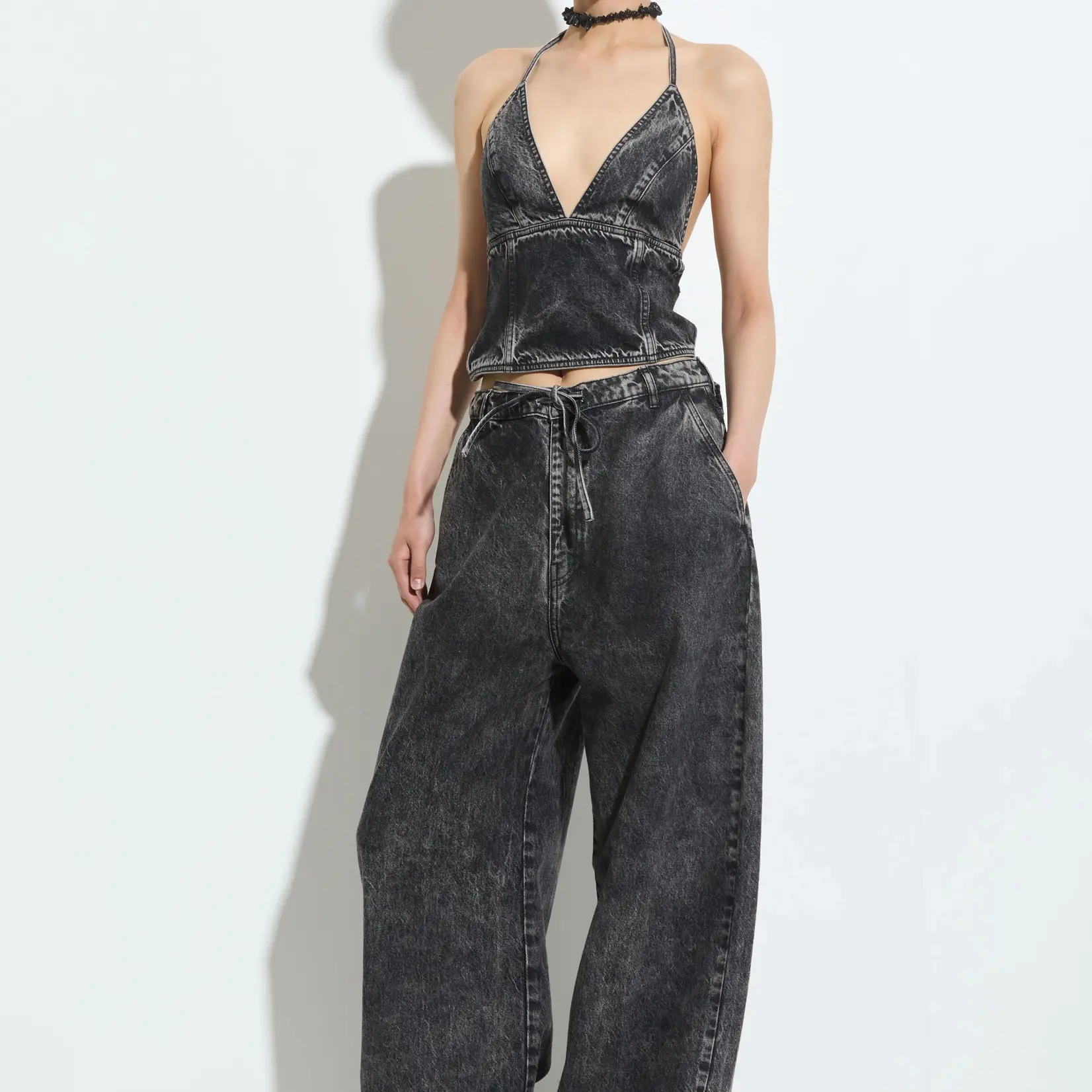 CHRISTIAN WIJNANTS Christian Wijnants Piro Barrel Leg Jeans | Black Bleach Denim