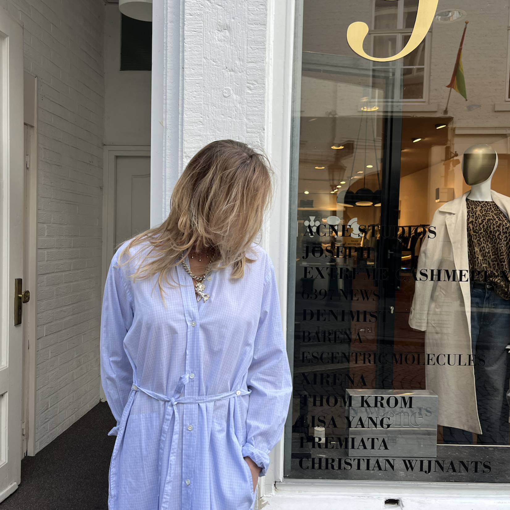 6397 Collarless Shirtdress | Blue Check