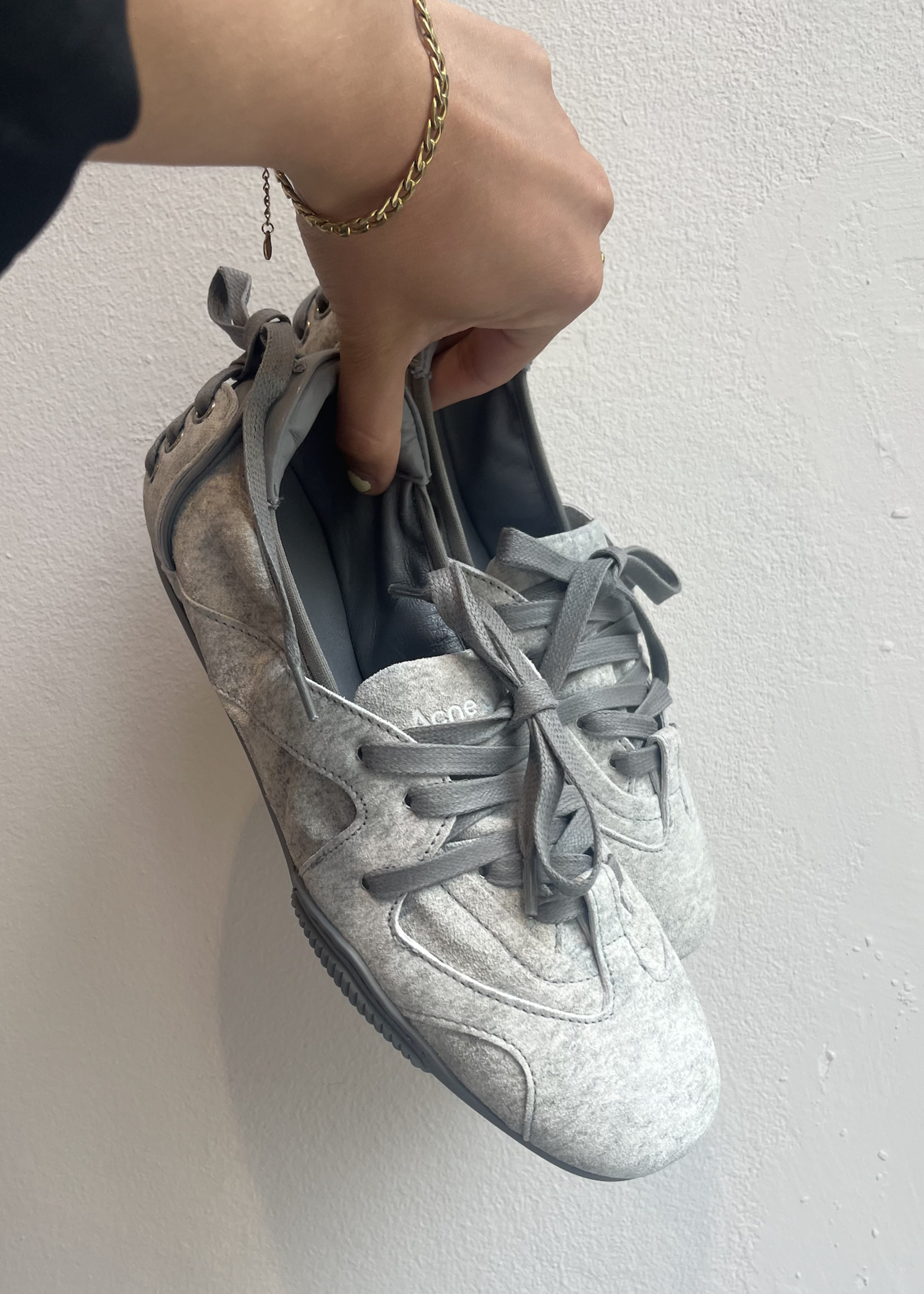 Acne studios lace up leather shoe,grey melange - La Neuvième Acne studios lace up leather shoe,grey melange - La Neuvième