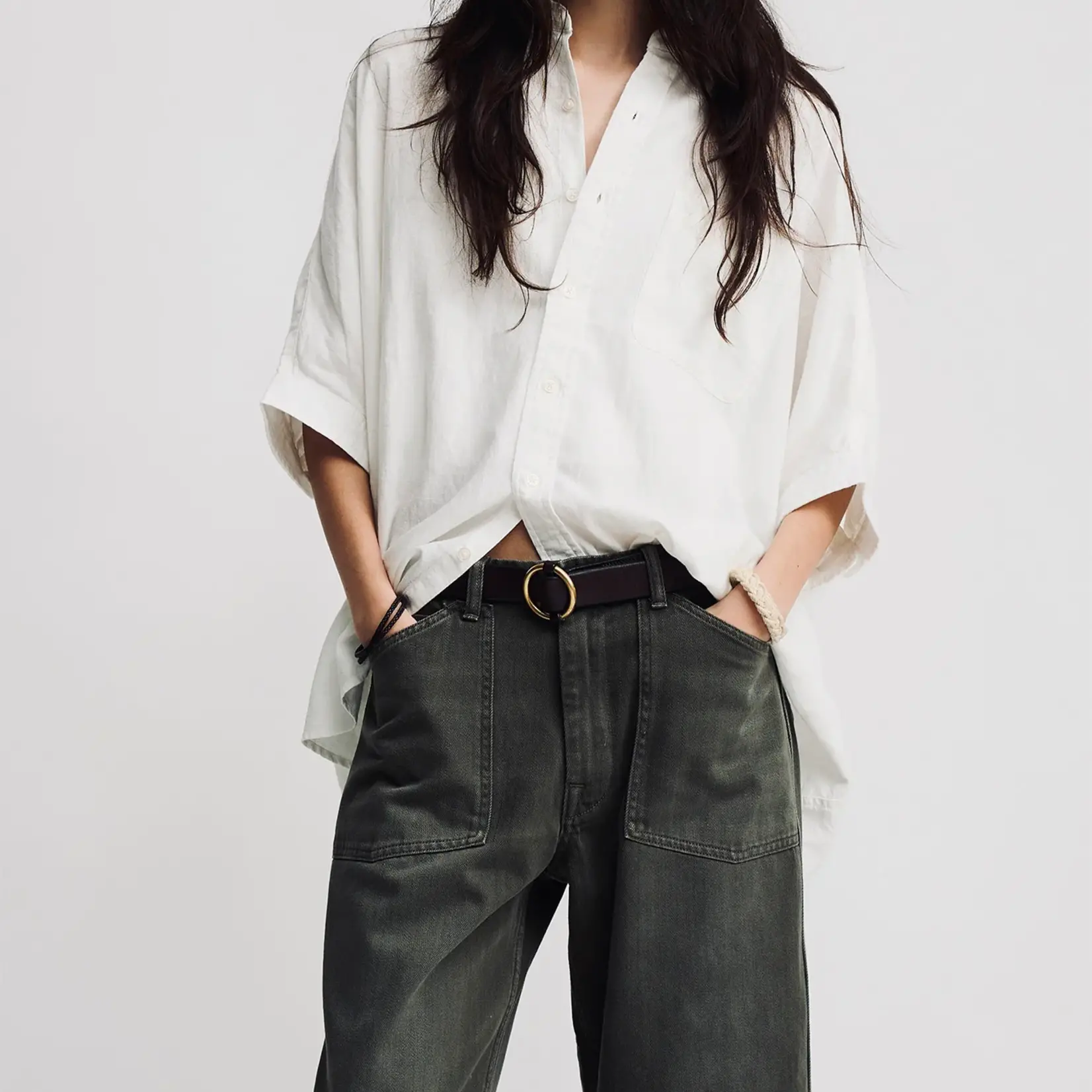 DENIMIST Denimist Boxy Cuffed Shirt | White