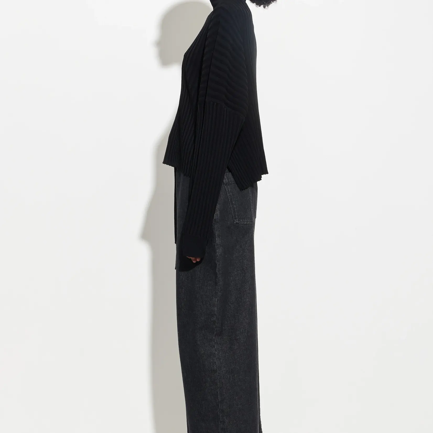CHRISTIAN WIJNANTS Kasplya Plisse Rib Sweater with Drop Shoulders | Black