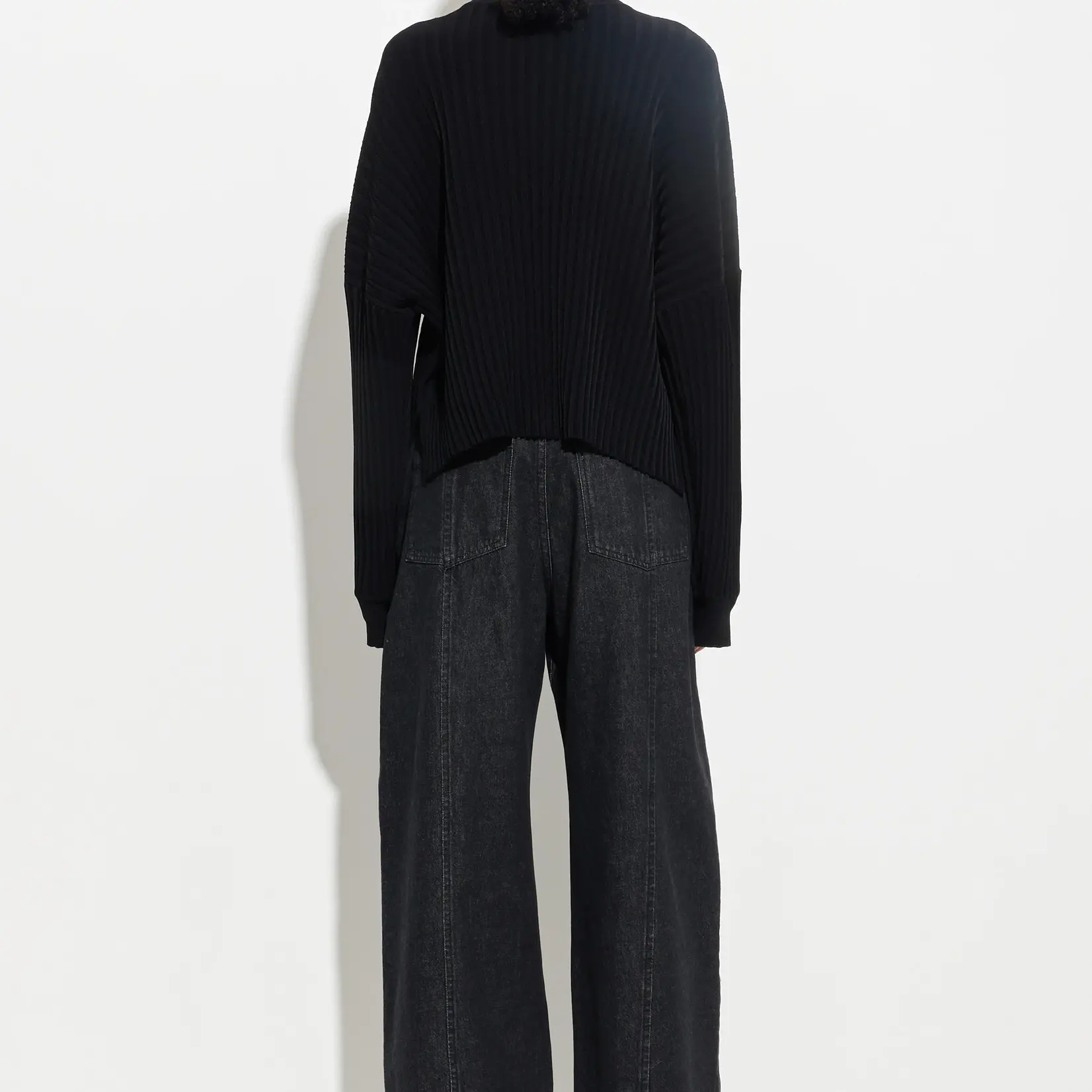 CHRISTIAN WIJNANTS Kasplya Plisse Rib Sweater with Drop Shoulders | Black