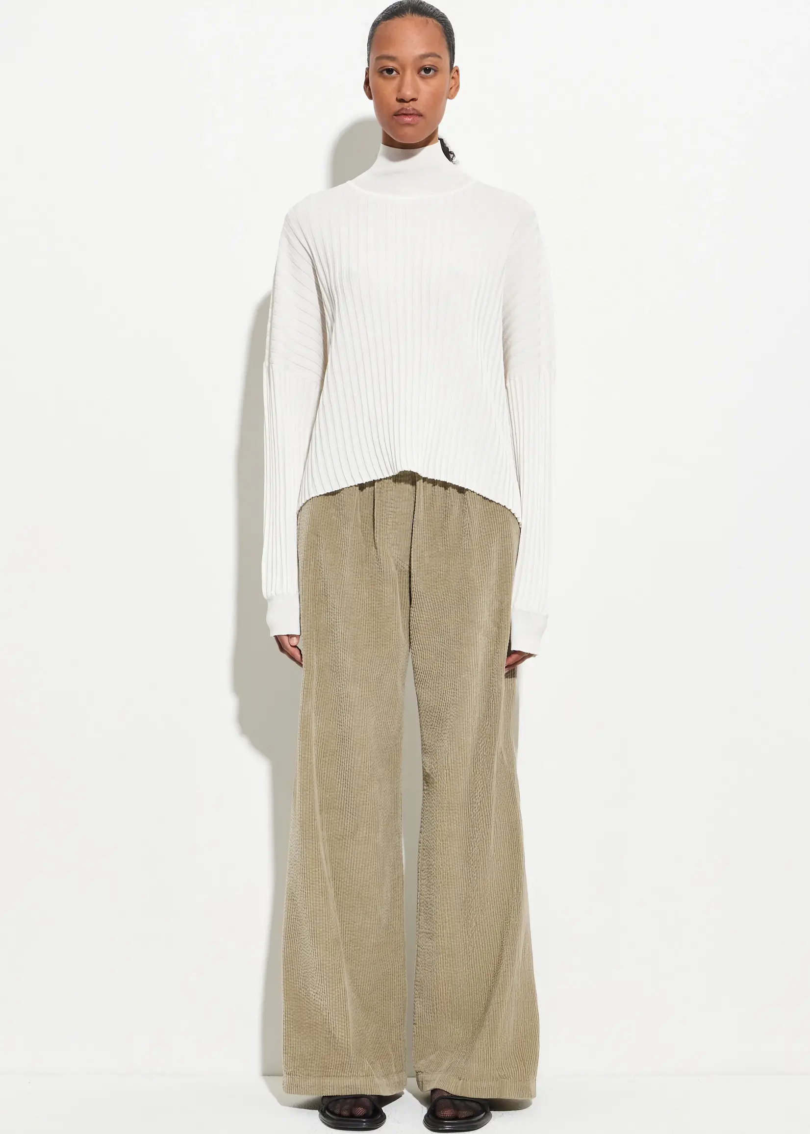 CHRISTIAN WIJNANTS Padola Garment Dyed Wide Corduroy Pants | Sage