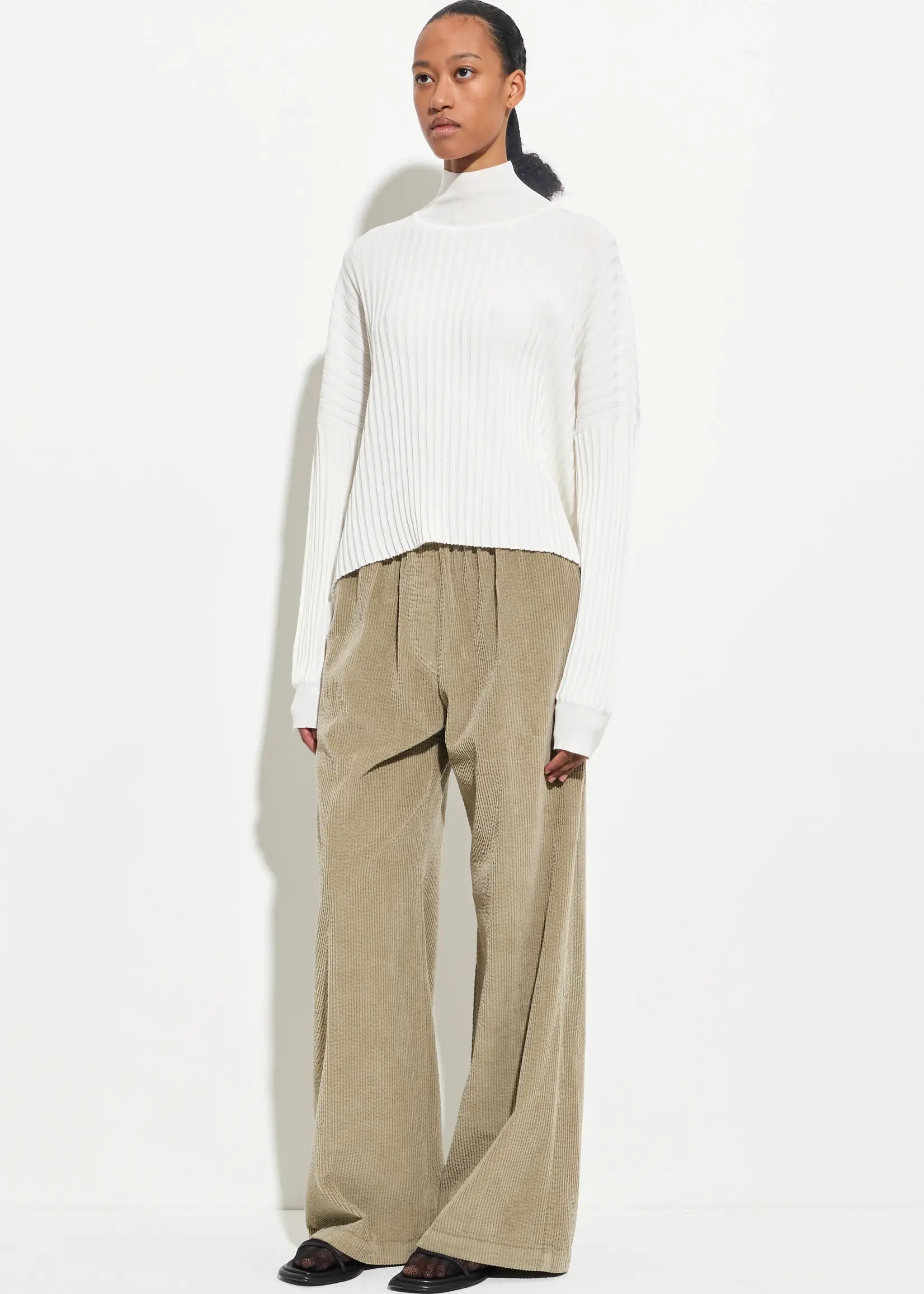 CHRISTIAN WIJNANTS Padola Garment Dyed Wide Corduroy Pants | Sage