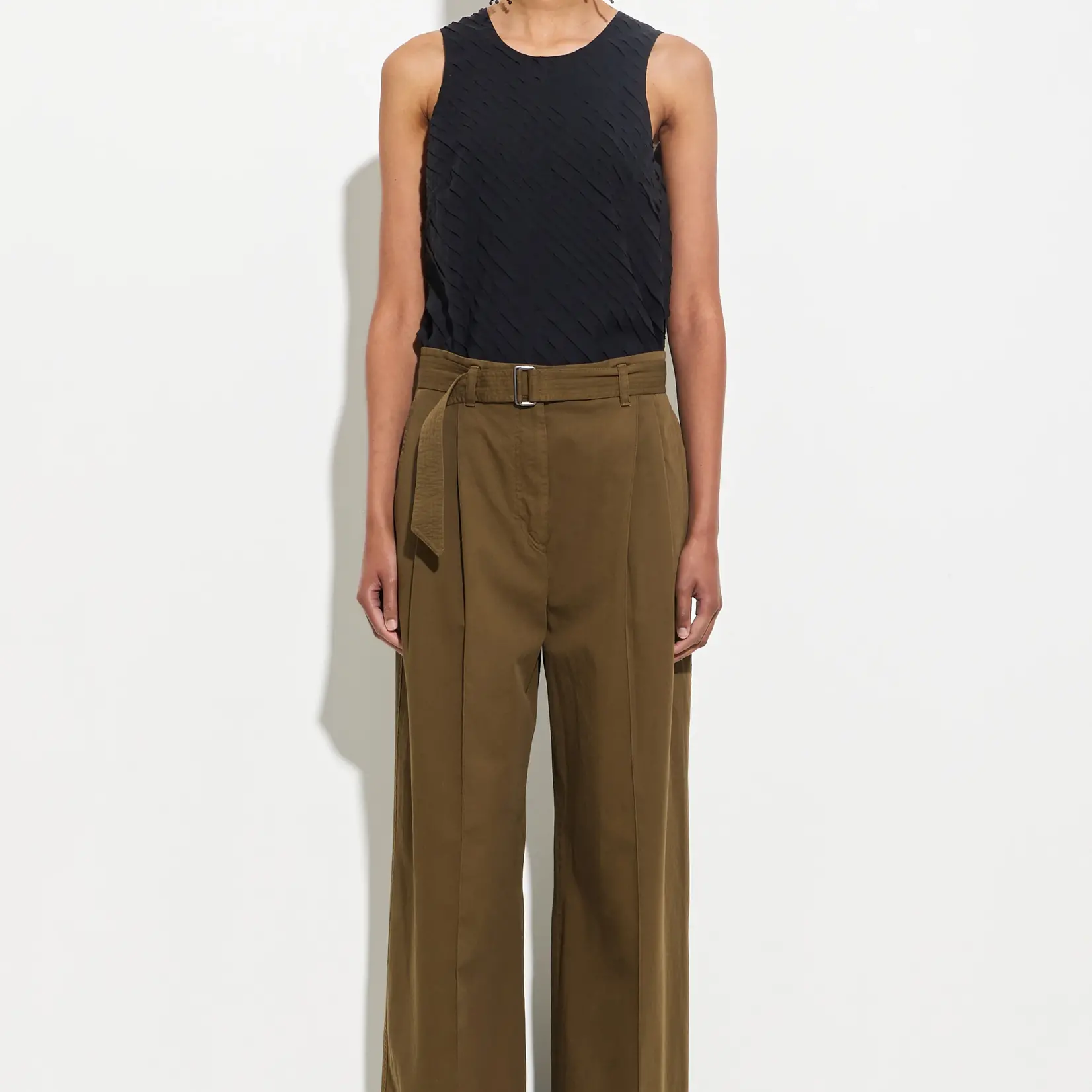 CHRISTIAN WIJNANTS Christian Wijnants paradisa garment dyed pleated trousers with belt,olive