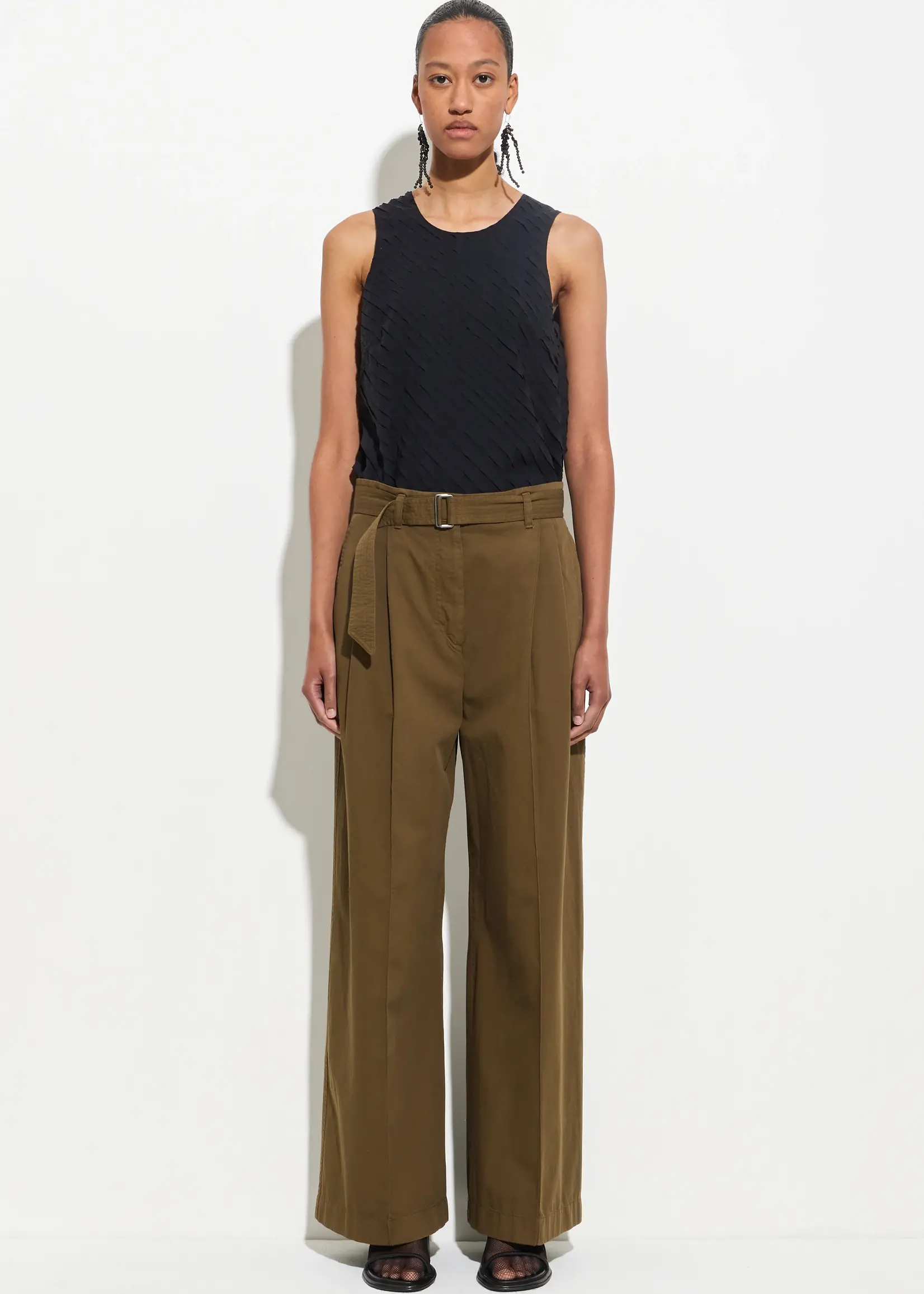 CHRISTIAN WIJNANTS Christian Wijnants paradisa garment dyed pleated trousers with belt,olive
