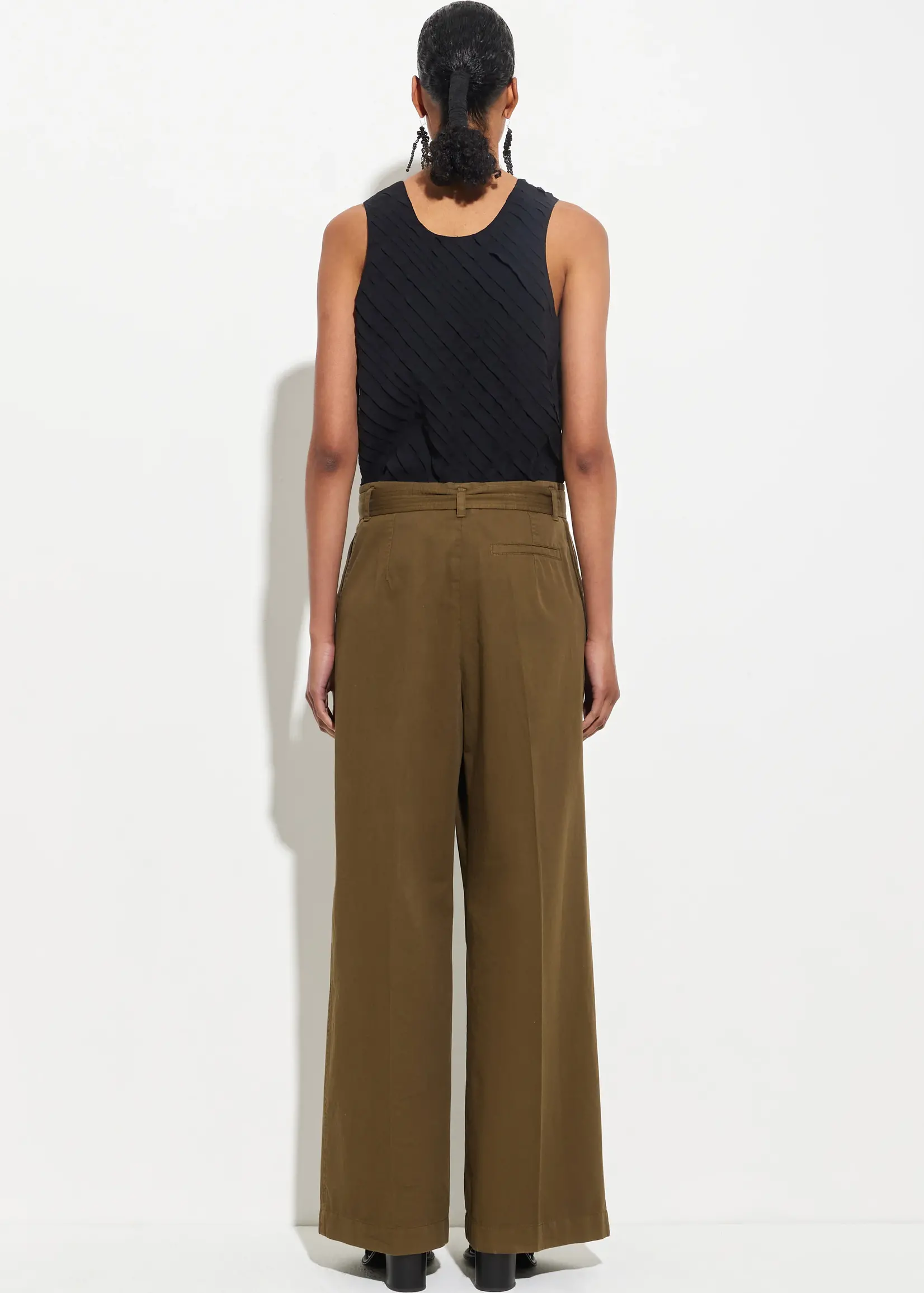 CHRISTIAN WIJNANTS Christian Wijnants paradisa garment dyed pleated trousers with belt,olive