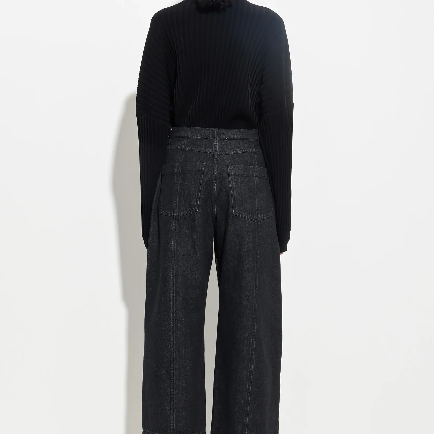 CHRISTIAN WIJNANTS Christian Wijnants pioni wideleg denim with black seam and draw string,black denim