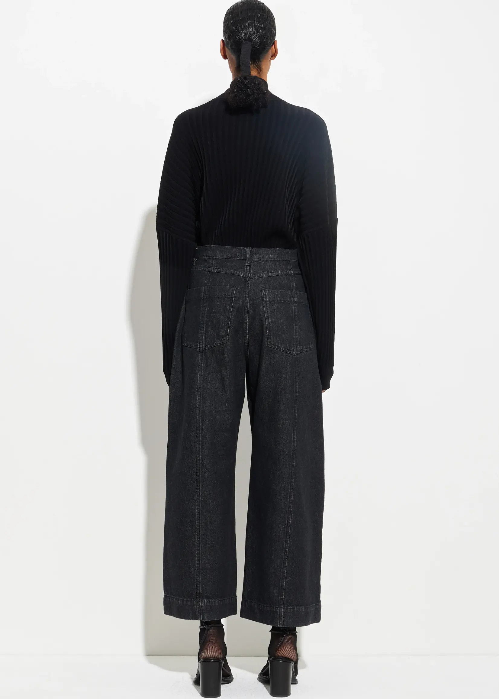 CHRISTIAN WIJNANTS Christian Wijnants pioni wideleg denim with black seam and draw string,black denim