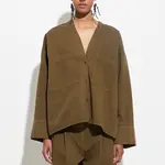 CHRISTIAN WIJNANTS Christian Wijnants tashvid garment dyed v neck shirt with brest pockets ,olive