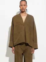 CHRISTIAN WIJNANTS Christian Wijnants tashvid garment dyed v neck shirt with brest pockets ,olive