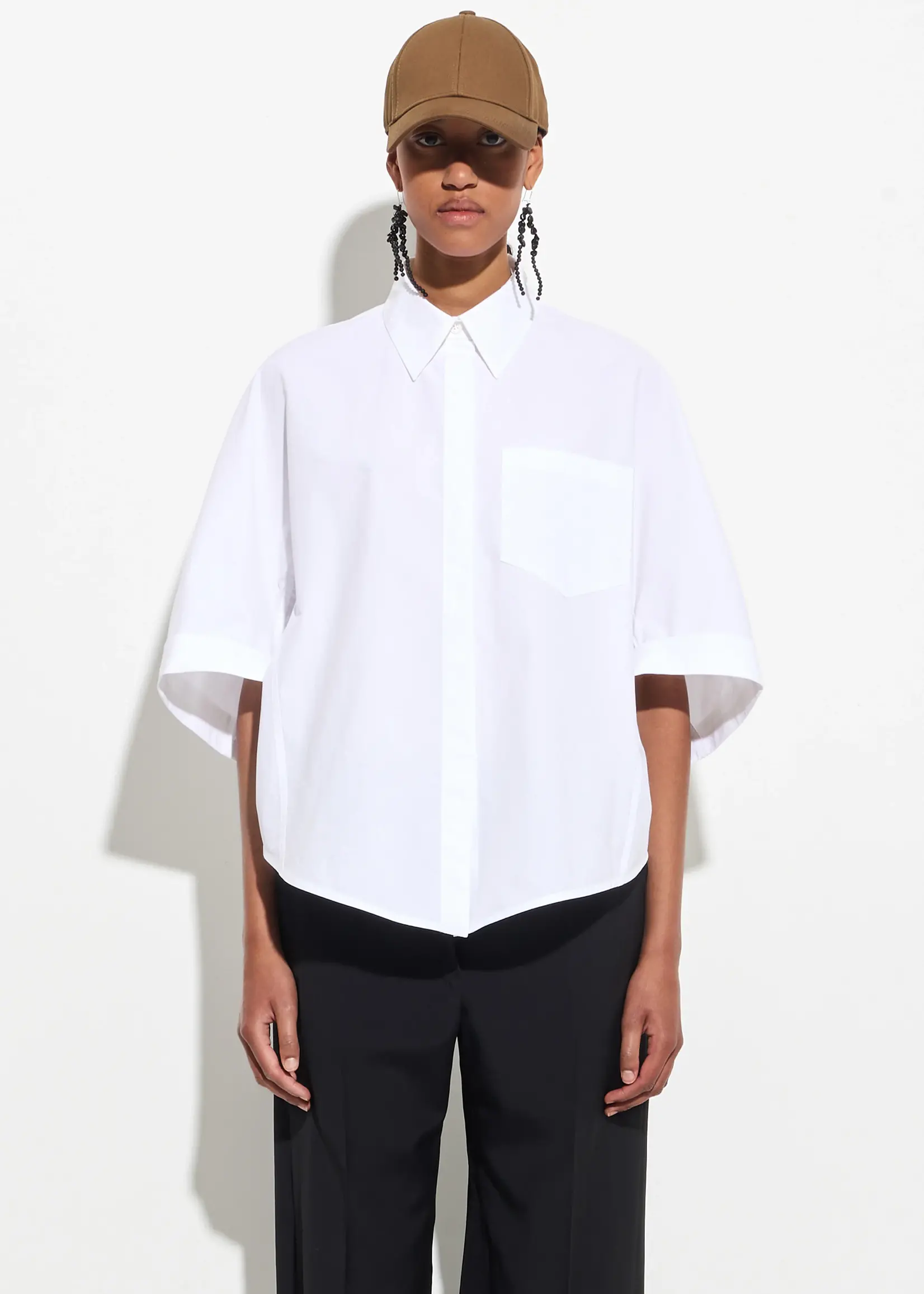 CHRISTIAN WIJNANTS Christian Wijnants Tialle Cropped Puff Sleeve Shirt | White