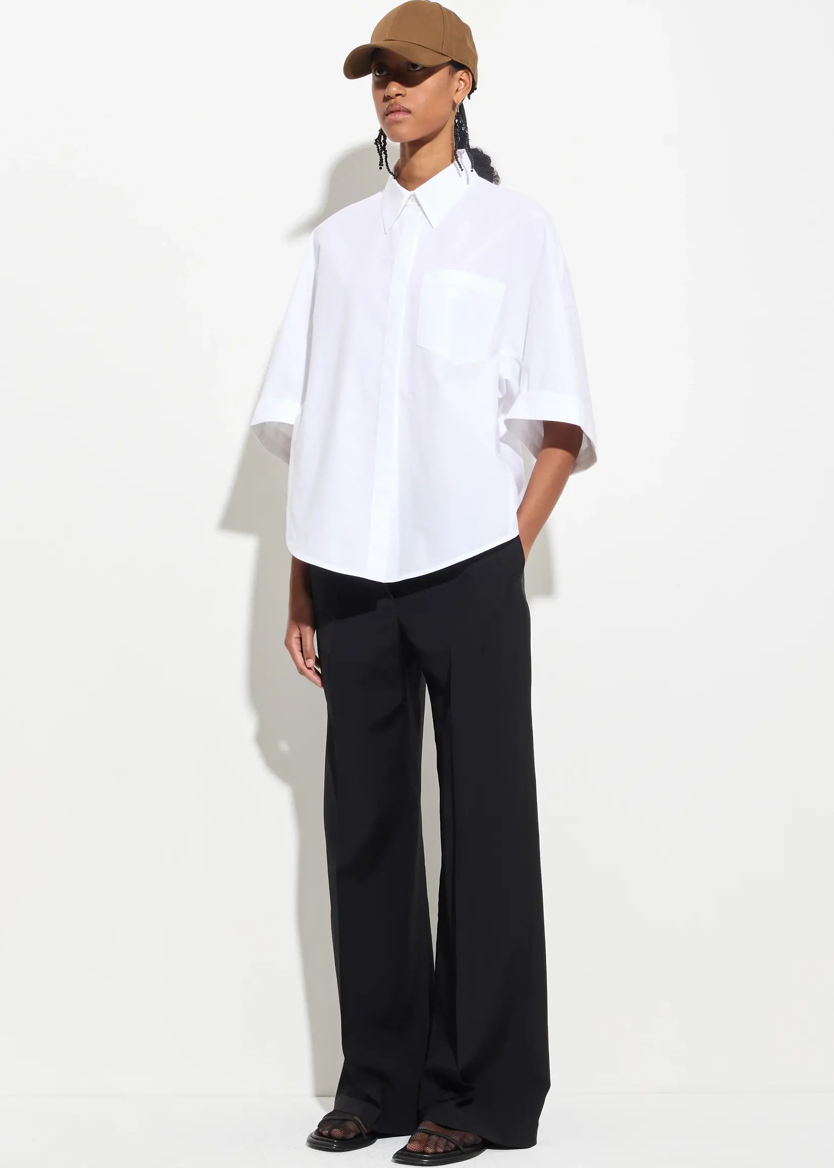 CHRISTIAN WIJNANTS Christian Wijnants Tialle Cropped Puff Sleeve Shirt | White