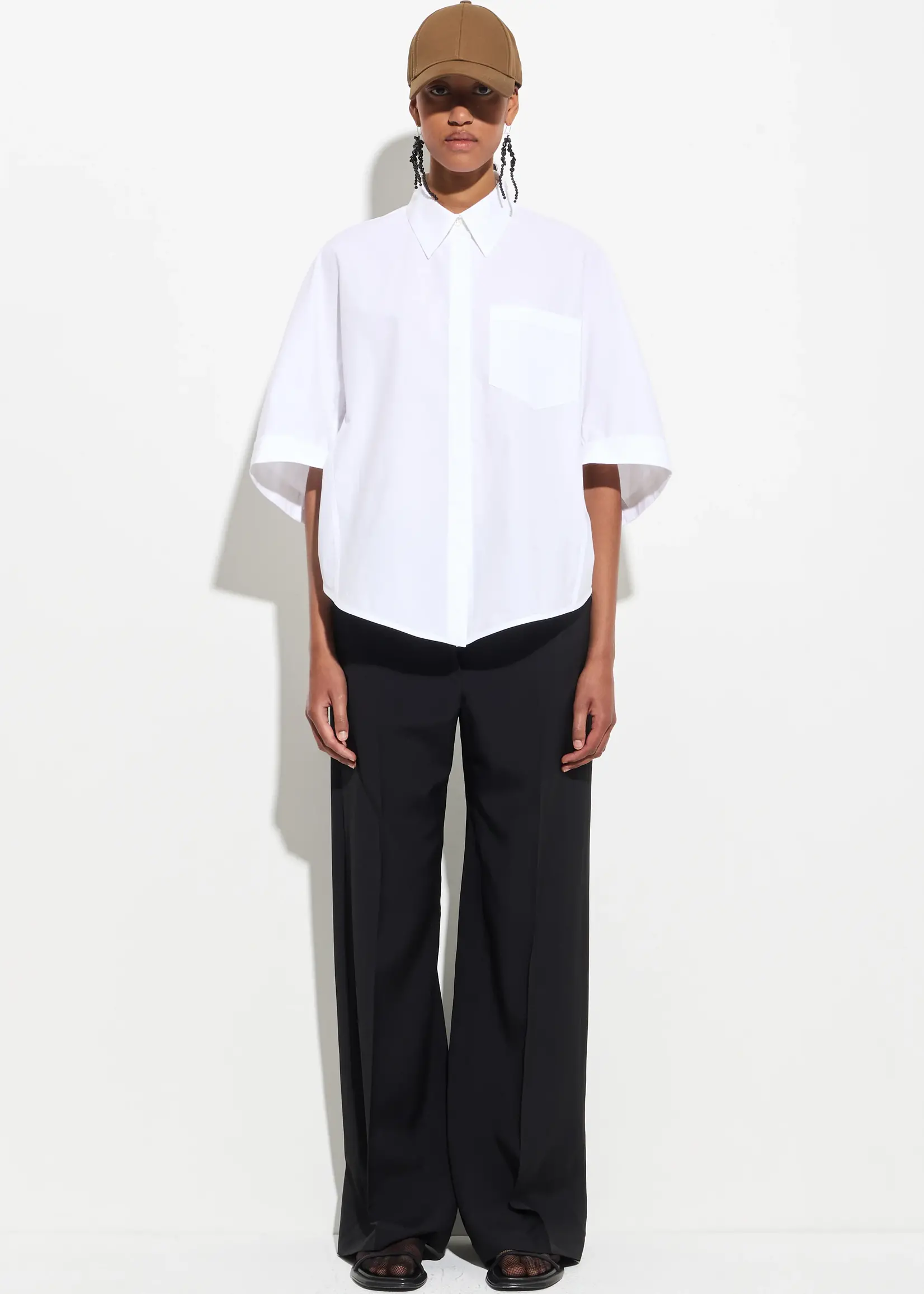 CHRISTIAN WIJNANTS Christian Wijnants Tialle Cropped Puff Sleeve Shirt | White