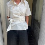 CHRISTIAN WIJNANTS Christian Wijnants tille short sleeve top with wrapped pannel at waist ,off white