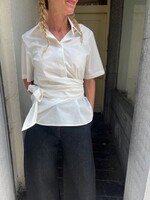 CHRISTIAN WIJNANTS Christian Wijnants tille short sleeve top with wrapped pannel at waist ,off white