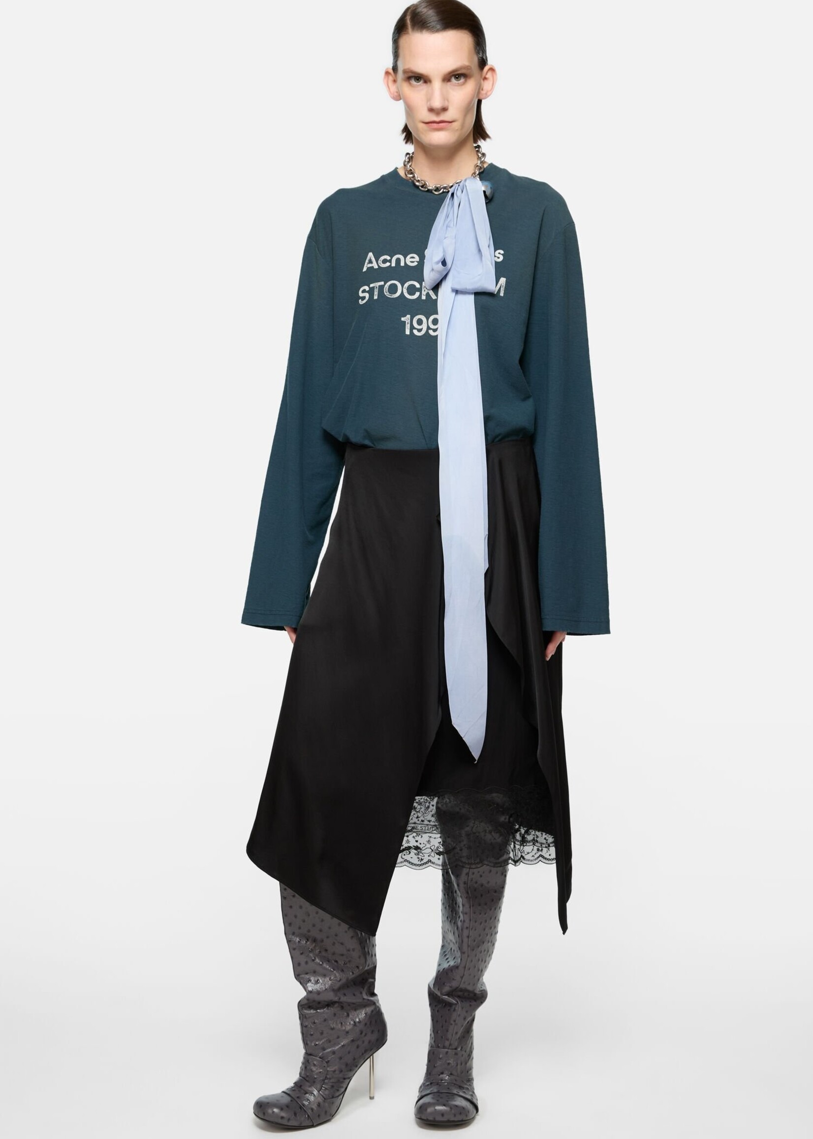 ACNE STUDIOS Acne studios layered satin skirt, black