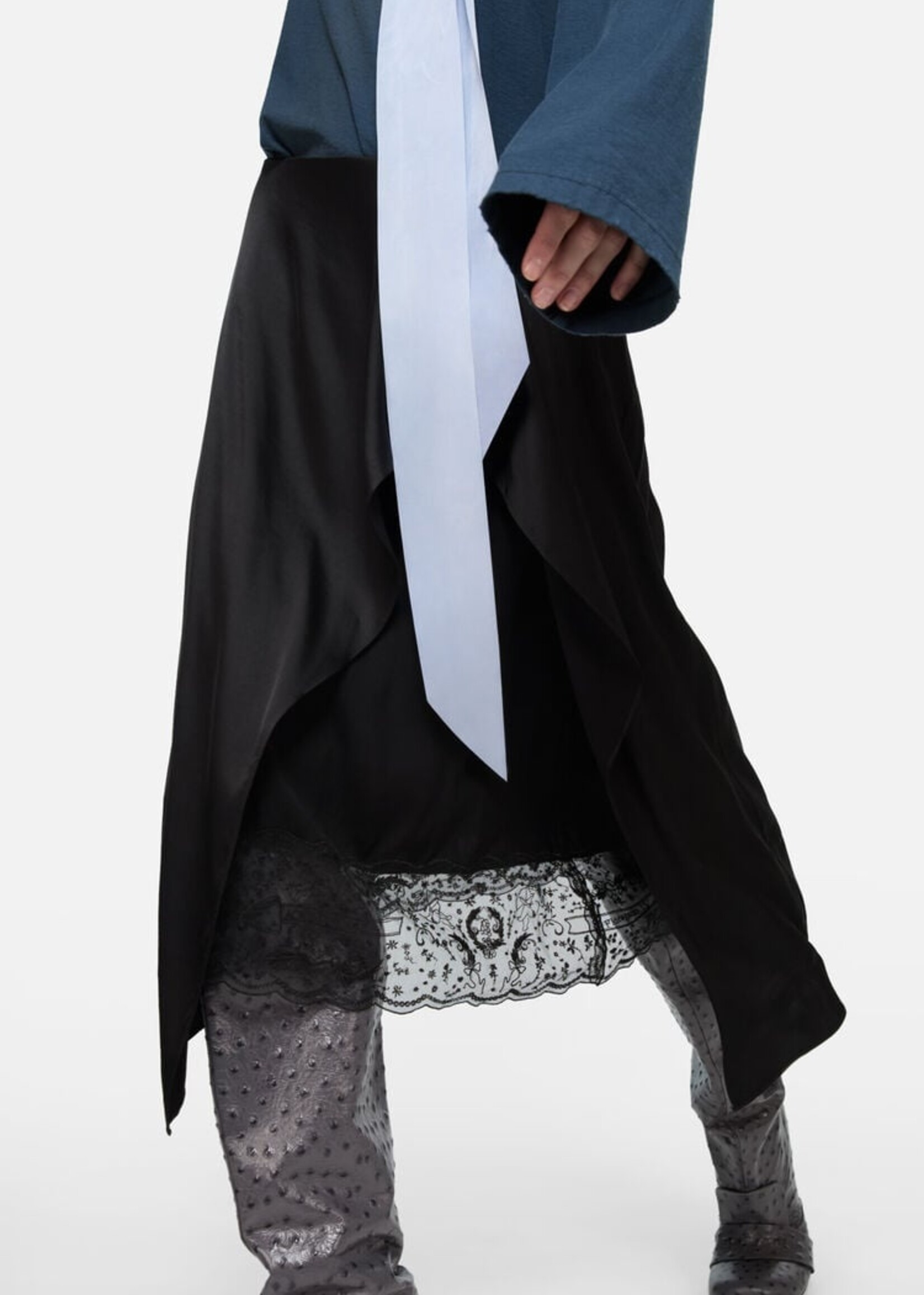 ACNE STUDIOS Acne studios layered satin skirt, black