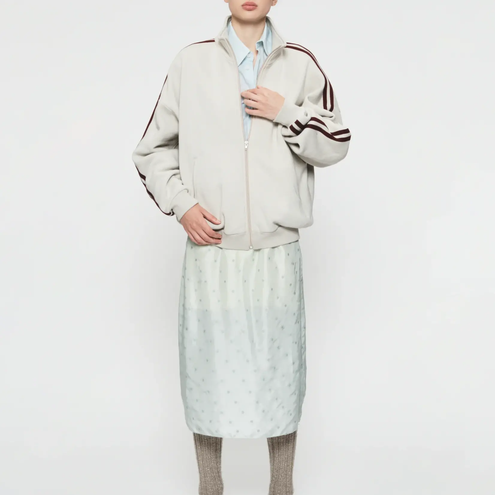 6397 6397 Fleecy Track Zip Up Putty