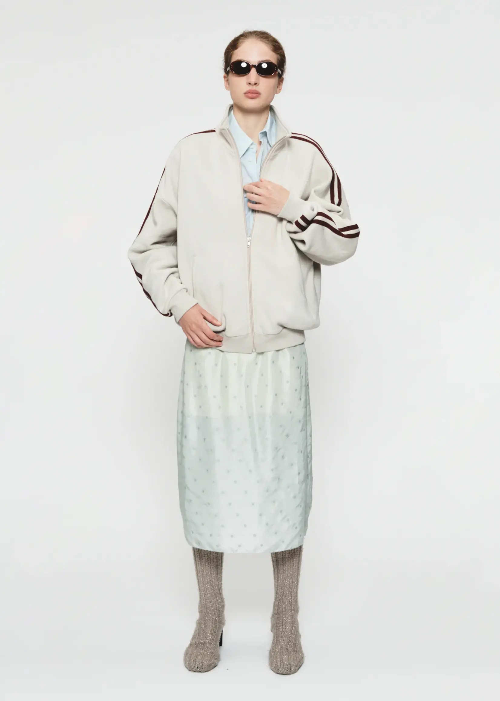 6397 6397 Fleecy Track Zip Up Putty