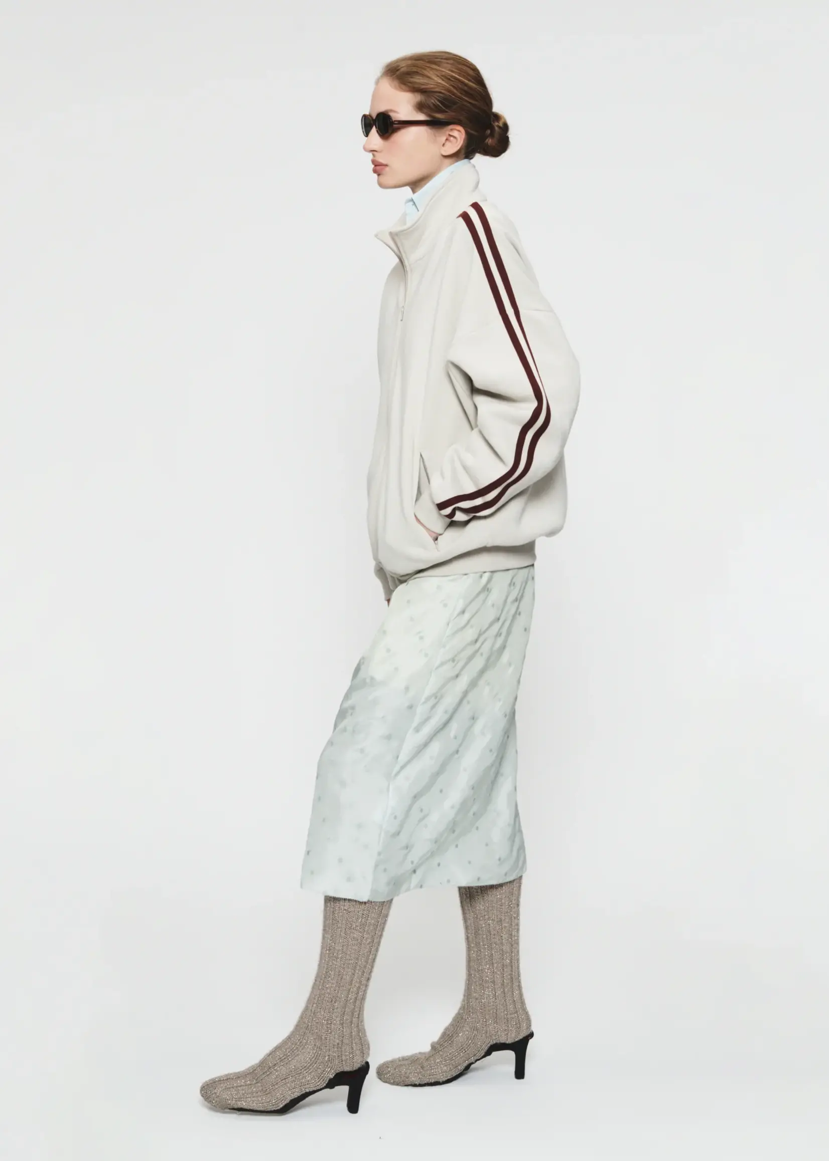 6397 6397 Fleecy Track Zip Up Putty