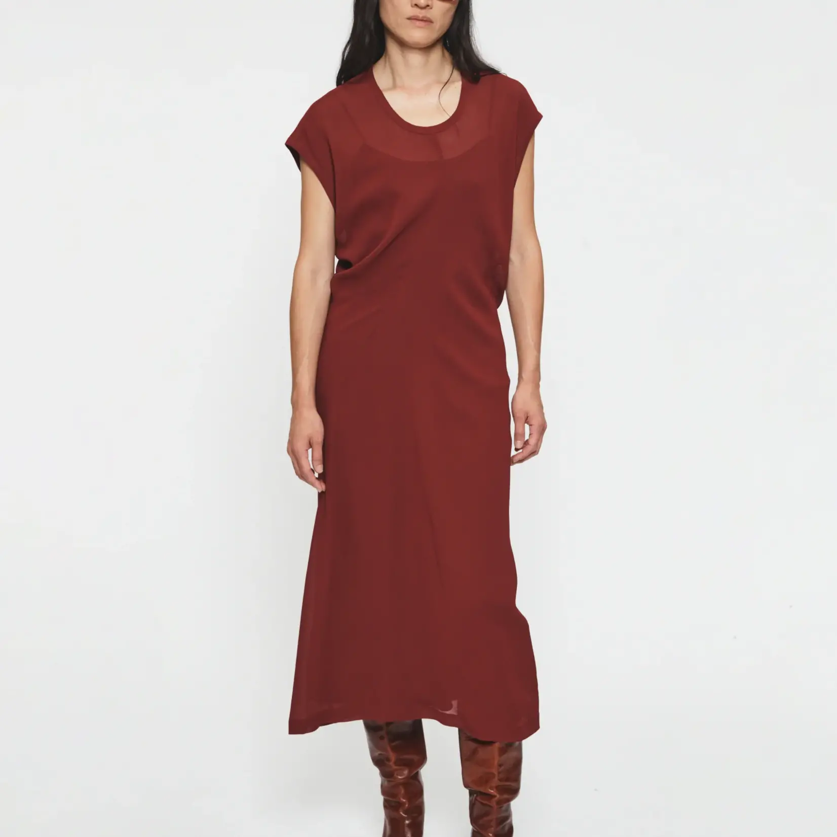 6397 6397 s-curve  dress,bordeaux