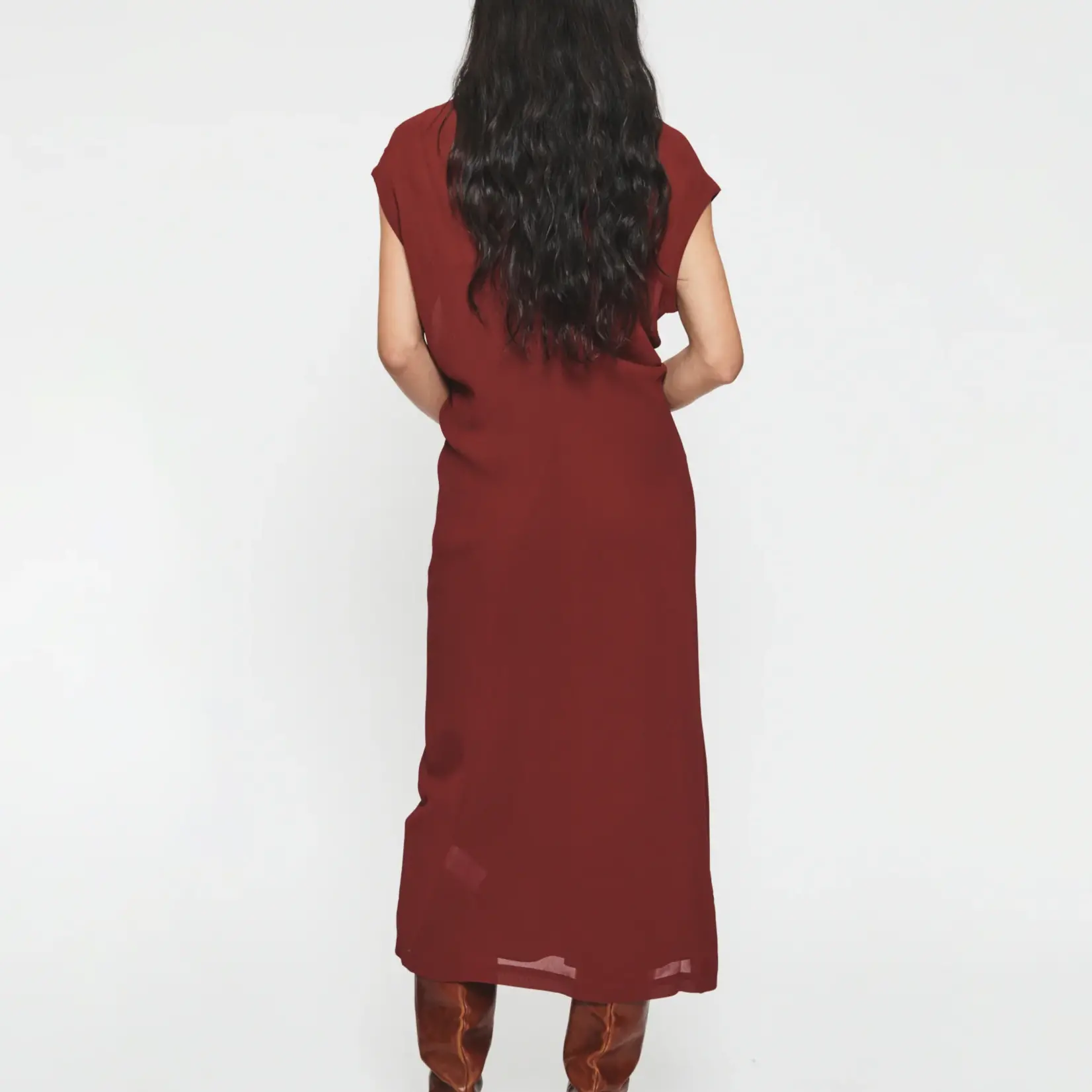 6397 6397 s-curve  dress,bordeaux
