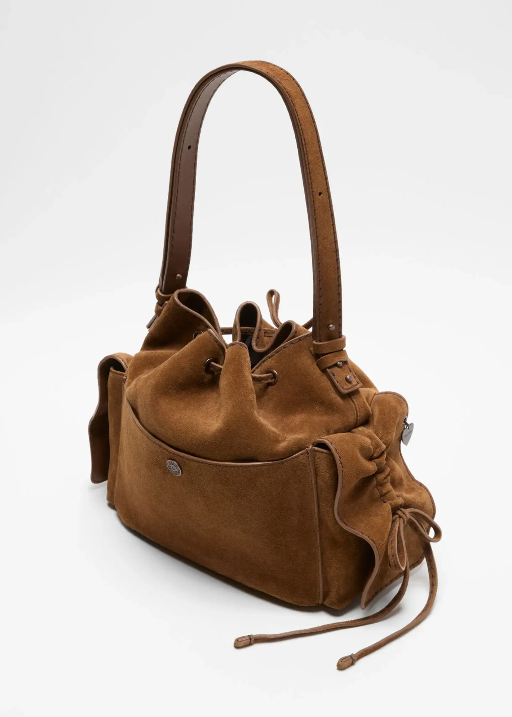 ACNE STUDIOS Acne studios multi pocket bucket suede ,cognac brown