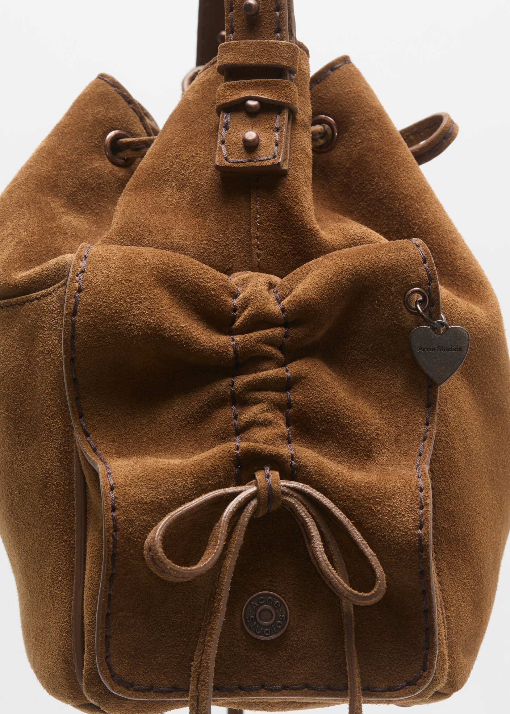 ACNE STUDIOS Acne studios multi pocket bucket suede ,cognac brown