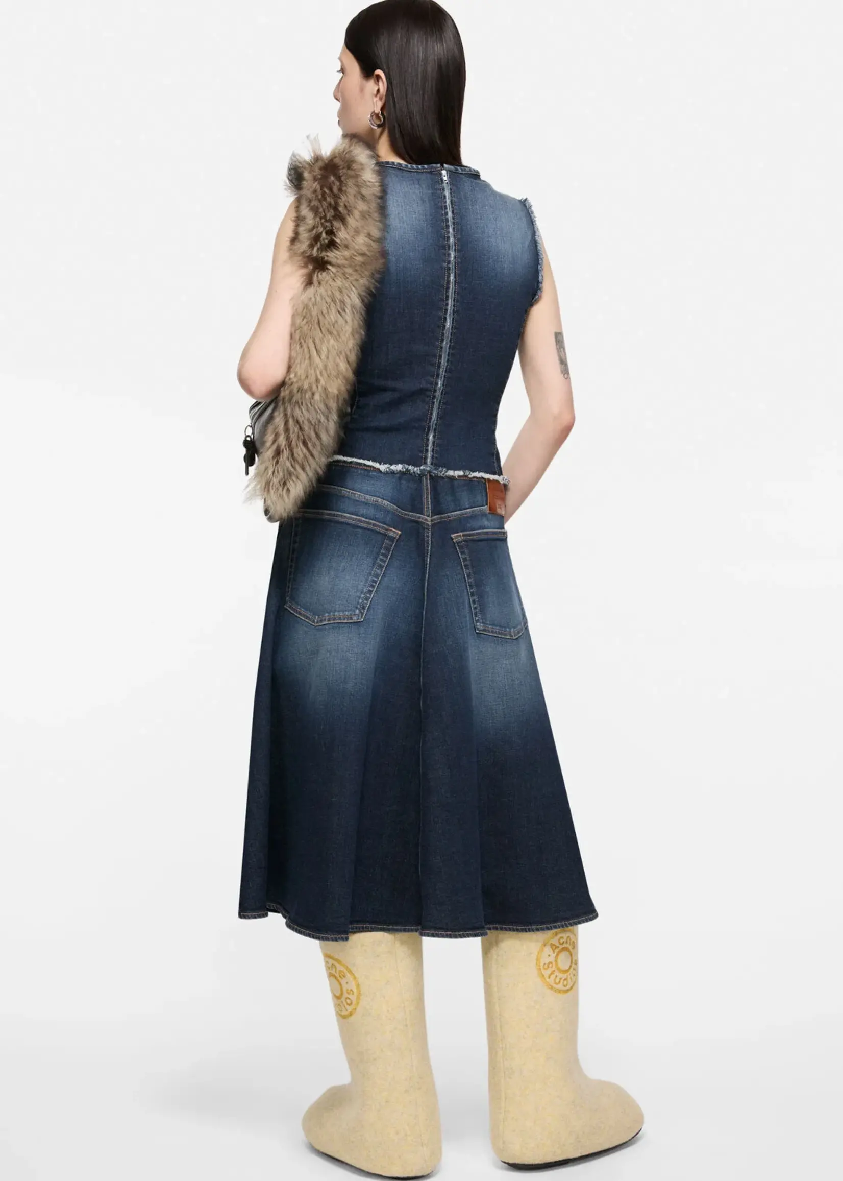 ACNE STUDIOS Acne studios layered denim midi dress,dark blue