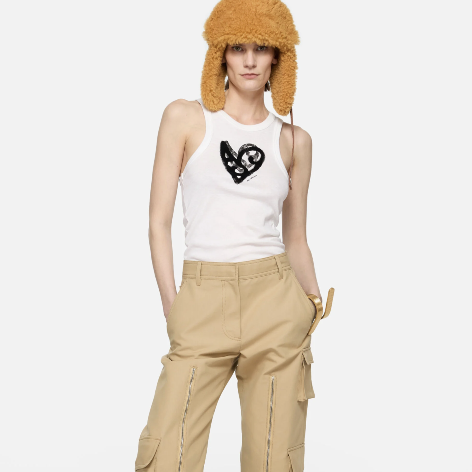 ACNE STUDIOS Acne studios logo tank top, white
