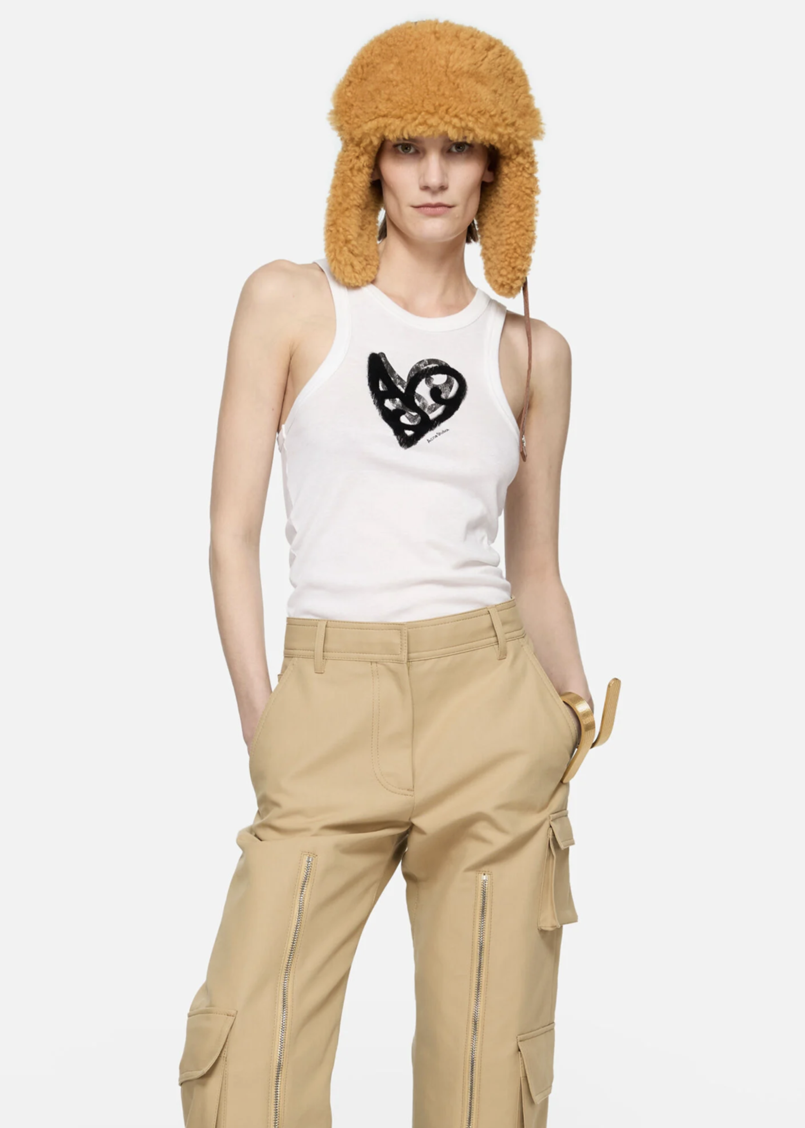 ACNE STUDIOS Acne studios logo tank top, white