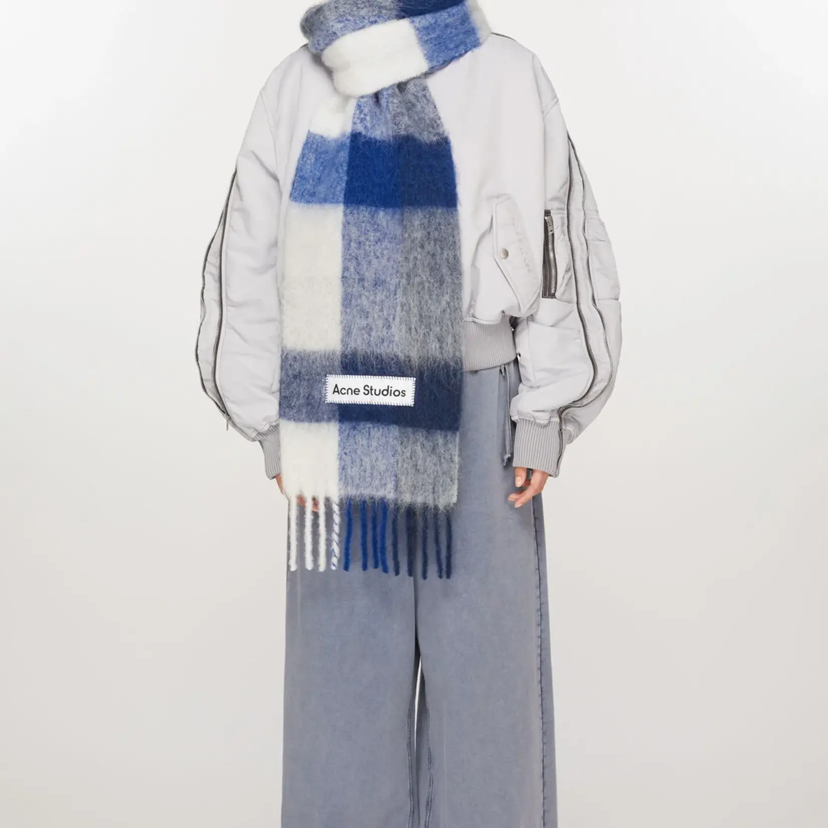 ACNE STUDIOS Acne Studios Scarf | white/ grey / royal blue