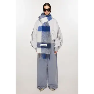 ACNE STUDIOS Acne Studios Scarf | White/ Grey / Royal Blue