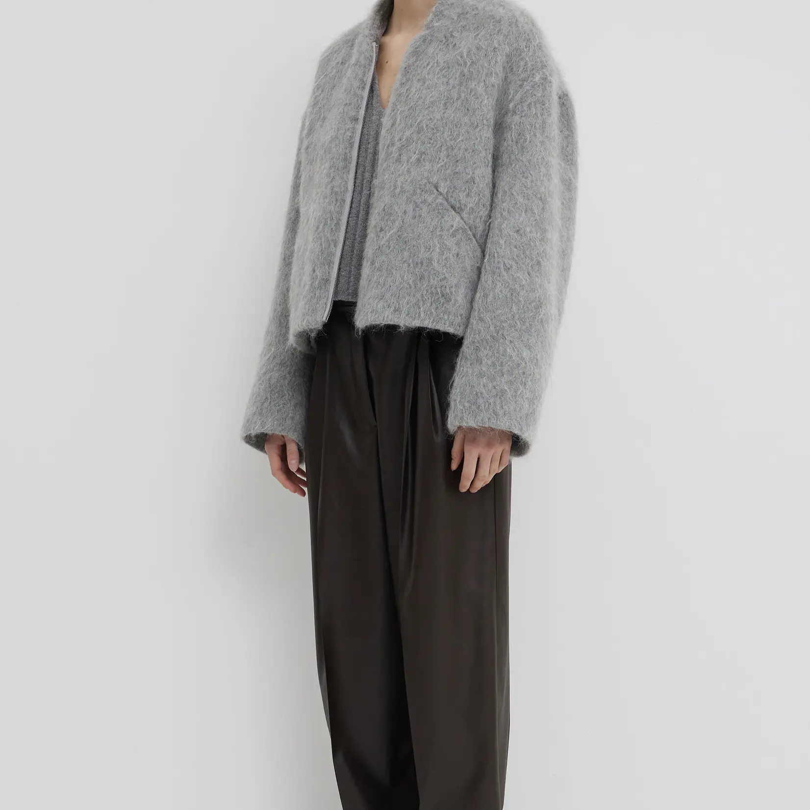 CHRISTIAN WIJNANTS Christian Wijnants Juli short mohair bomber Jacket|grey mohair