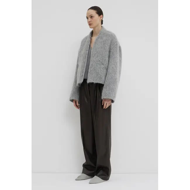 Christian Wijnants Juli Short Mohair Bomber Jacket | Grey Mohair