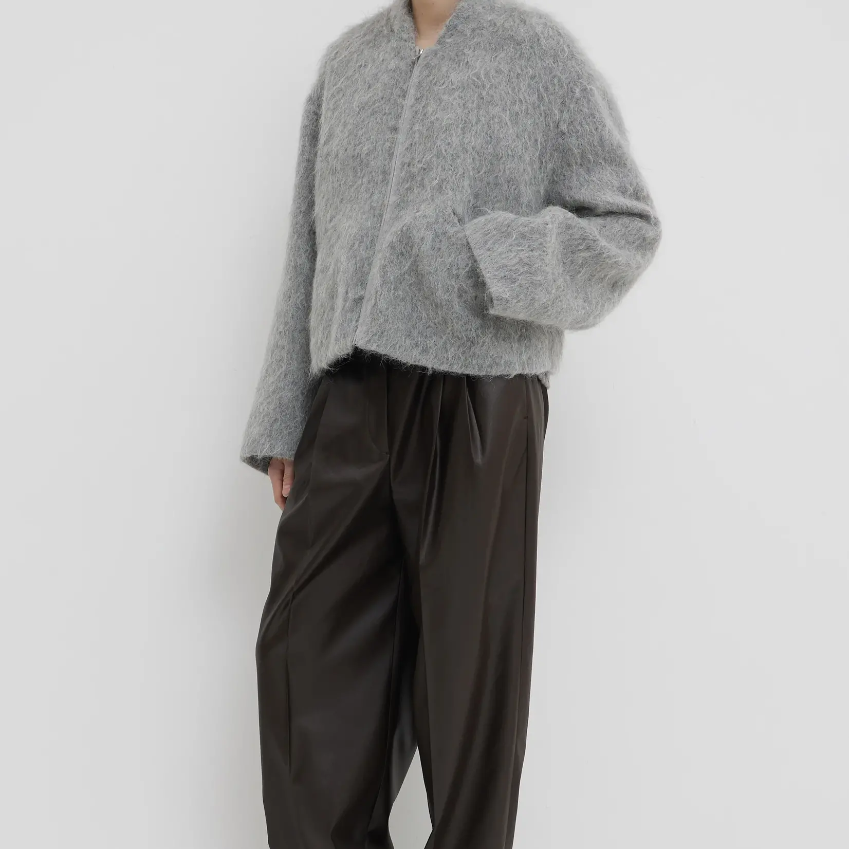 CHRISTIAN WIJNANTS Christian Wijnants Juli short mohair bomber Jacket|grey mohair