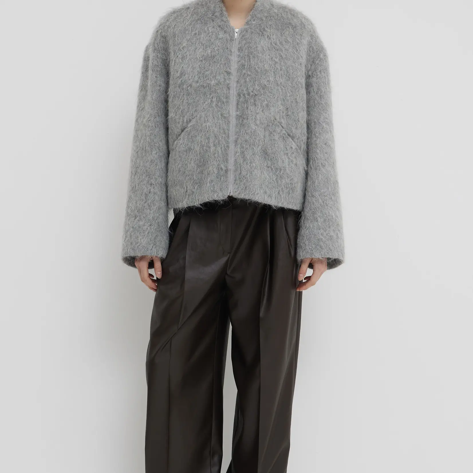 CHRISTIAN WIJNANTS Christian Wijnants Juli short mohair bomber Jacket|grey mohair