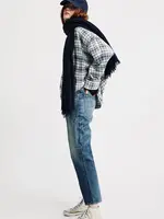 DENIMIST Denimist cropped button front shirt|ecru light blue plaid