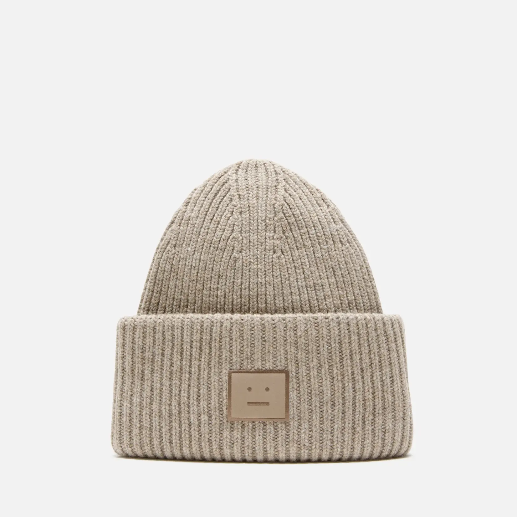 ACNE STUDIOS Acne Studios Large Face  Logo beanie| greige melange