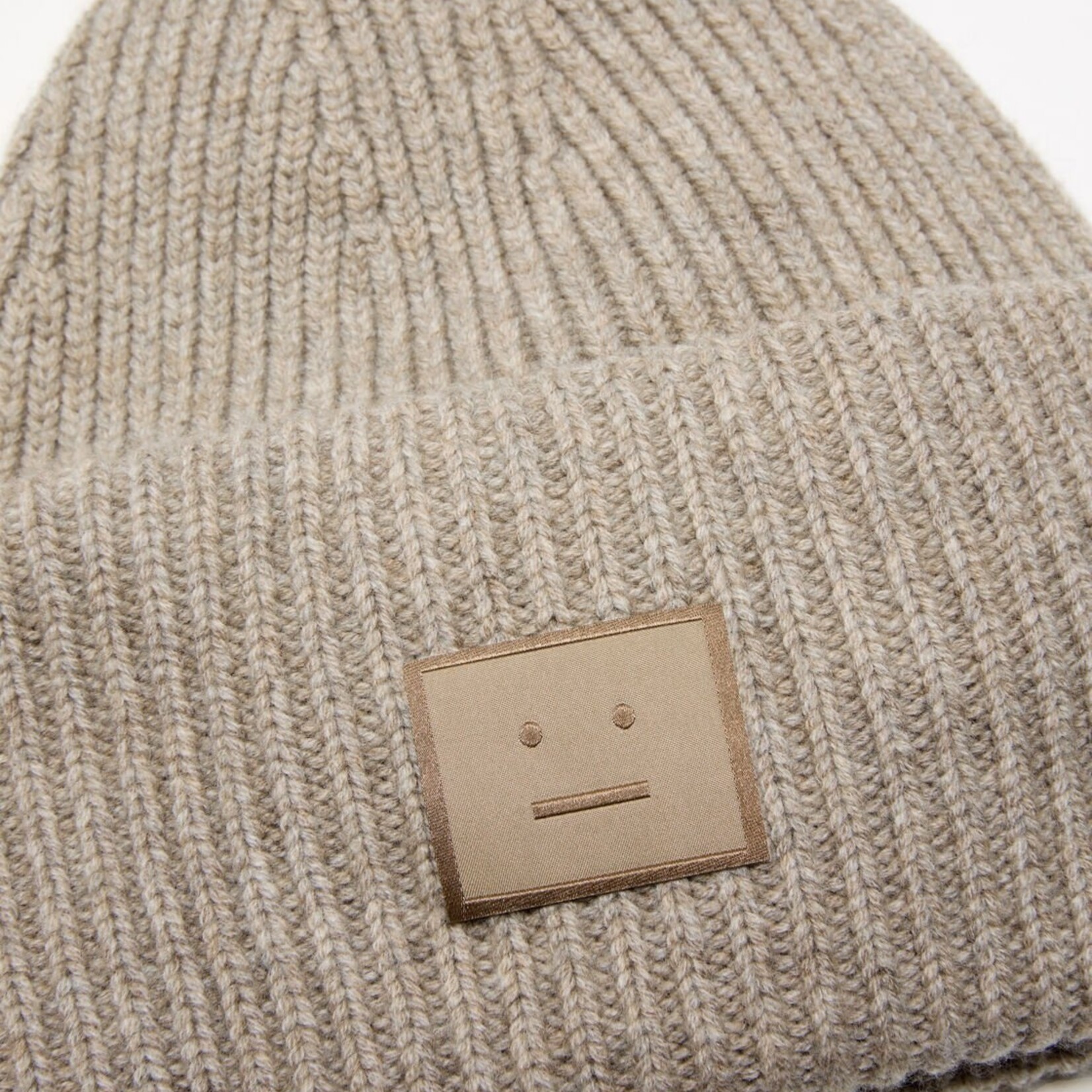 ACNE STUDIOS Acne Studios Large Face  Logo beanie| greige melange