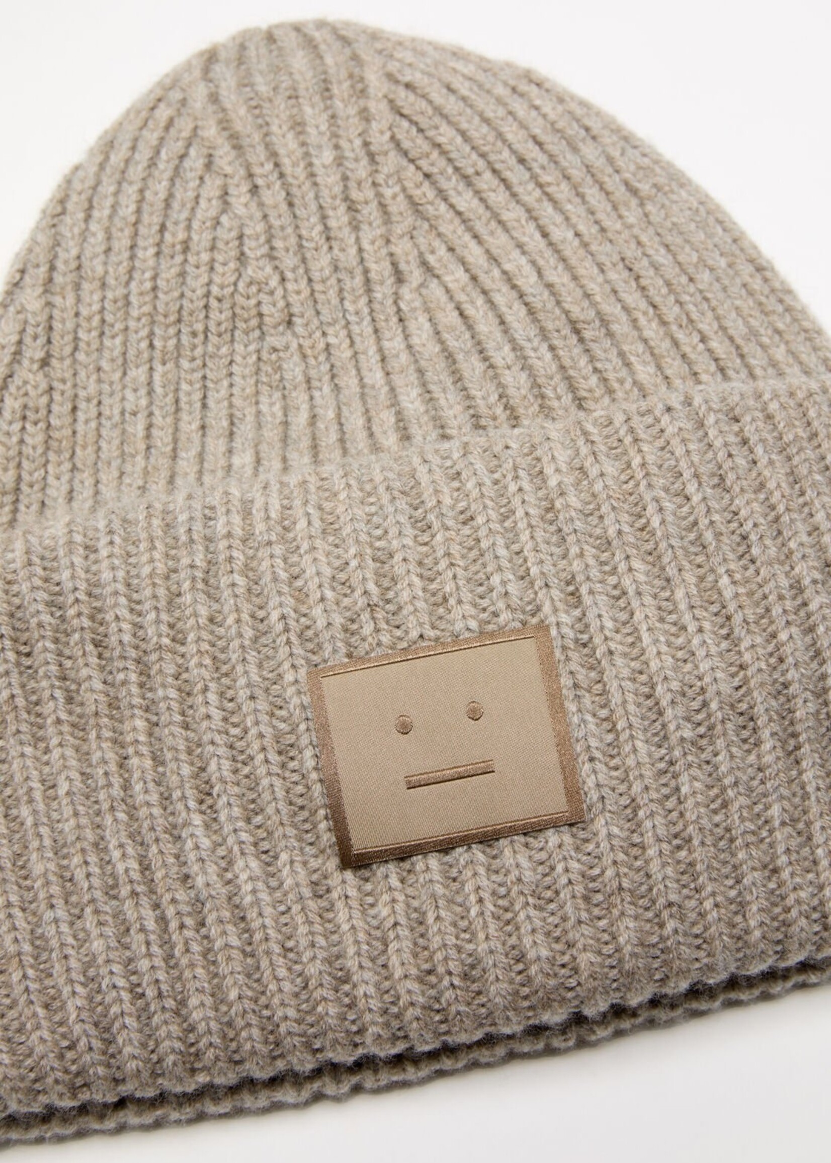 ACNE STUDIOS Acne Studios Large Face  Logo Beanie | Greige Melange