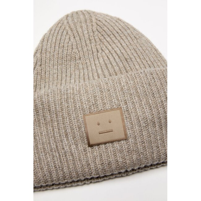 ACNE STUDIOS Acne Studios Large Face  Logo Beanie | Greige Melange